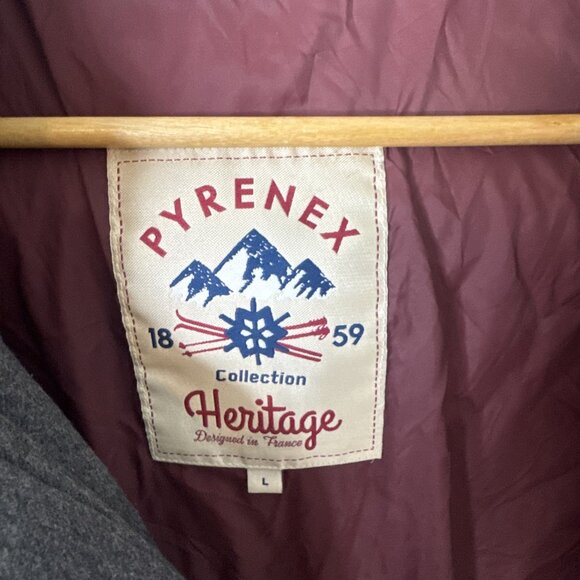 Pyrenex Heritage Down Parka Gray Wool Real Fur Trim Hood Men’s L France - Picture 6 of 9